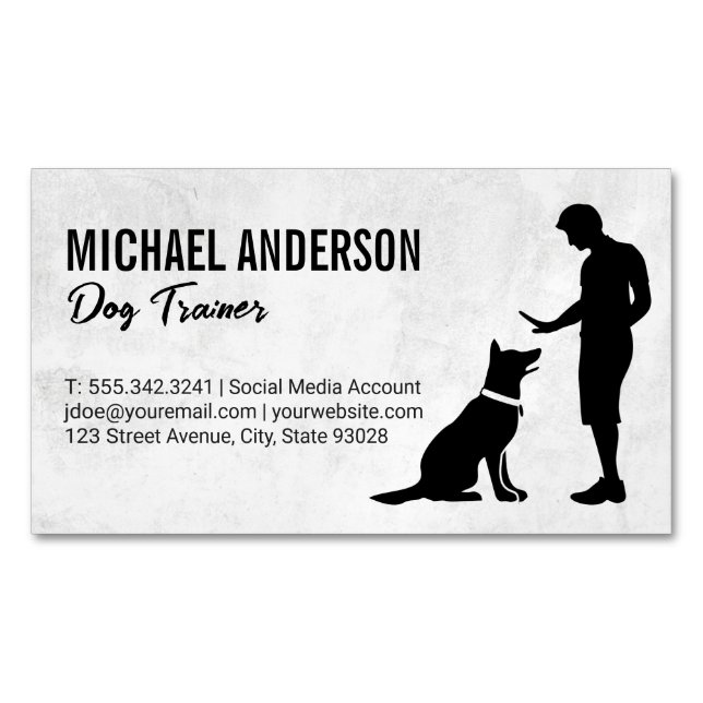 Man Training Dog Business Card Magnet (Front)