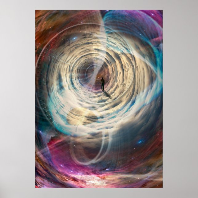 Man traveling in time and space poster (Front)