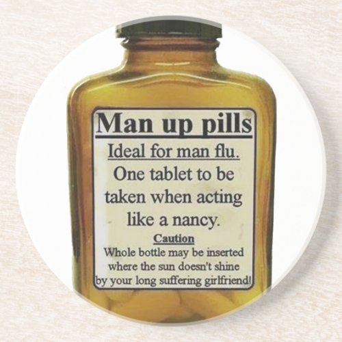 Man Up Pills Sandstone Coaster