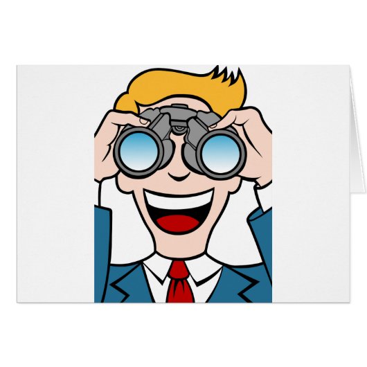 Man Using Binoculars Cards (Front Horizontal)
