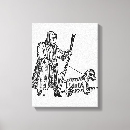 Man Walking his Dog Canvas Print