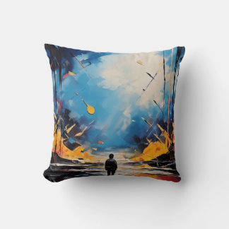 Man Walking in the Forest Throw Pillow