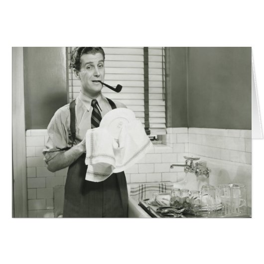 Man Washing Dishes Cards (Front Horizontal)