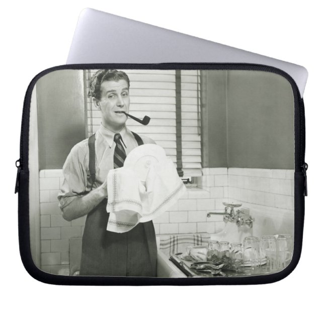 Man Washing Dishes Laptop Sleeve (Front)