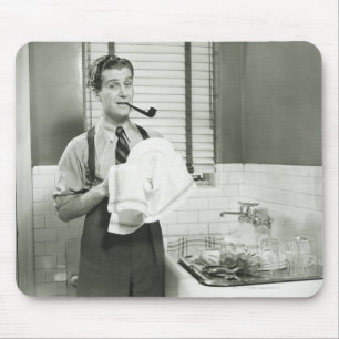 Man Washing Dishes Mouse Pad