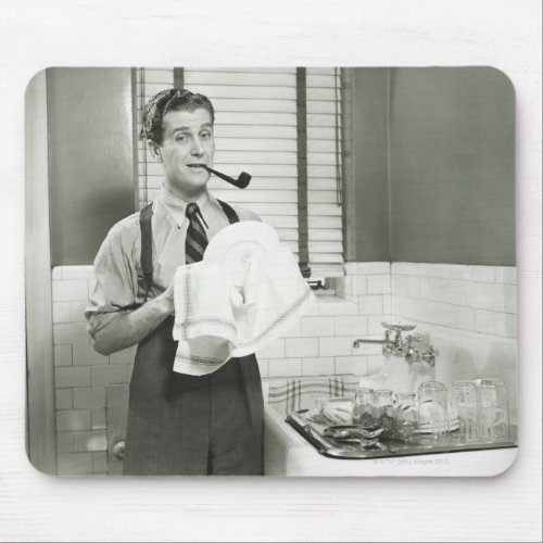 Man Washing Dishes Mouse Pad
