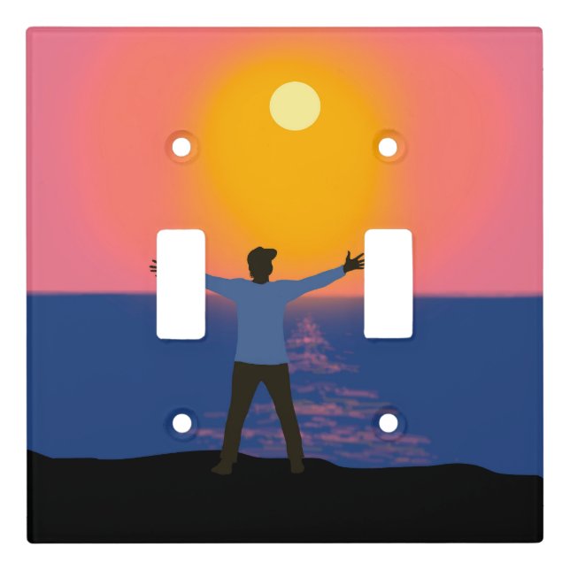Man watching the sunset on the beach  light switch cover (Front)