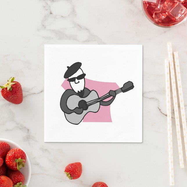 Man Wearing Beret Playing Acoustic Guitar Napkins (Creator Uploaded)