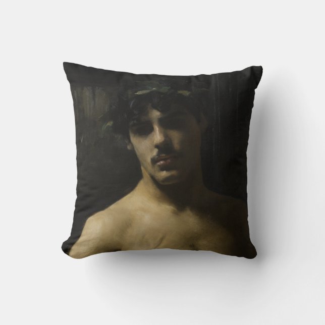 Man Wearing Laurels Throw Pillow (Front)