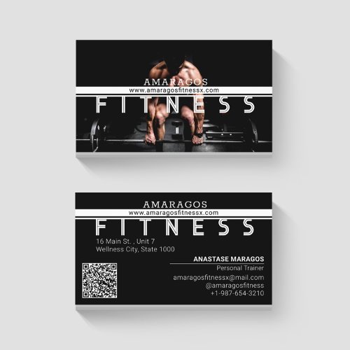 Man Weightlifting Fitness Black White Business Card