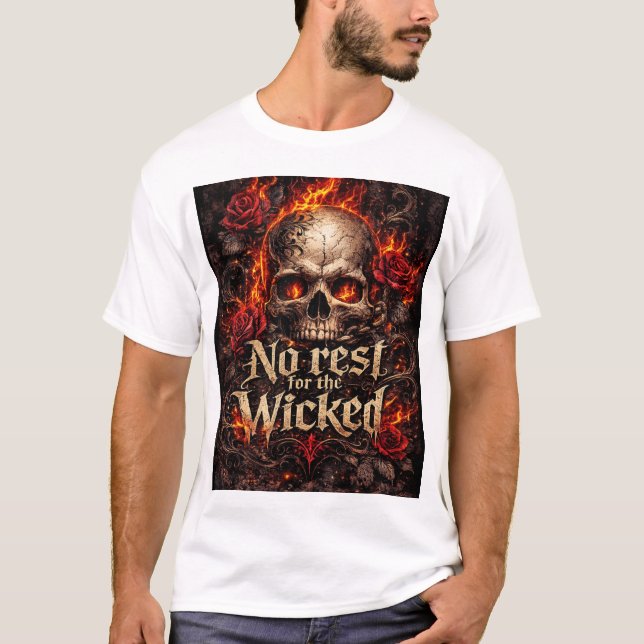 man white t shirt skull design (Front)