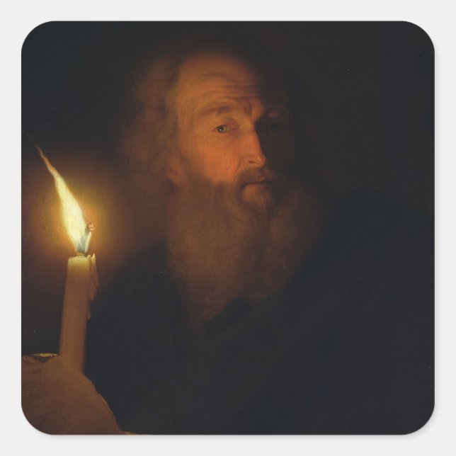 Man with a Candle Square Sticker (Front)