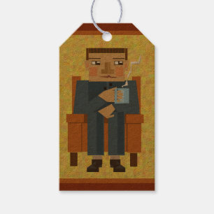Man with a cup of coffee gift tags