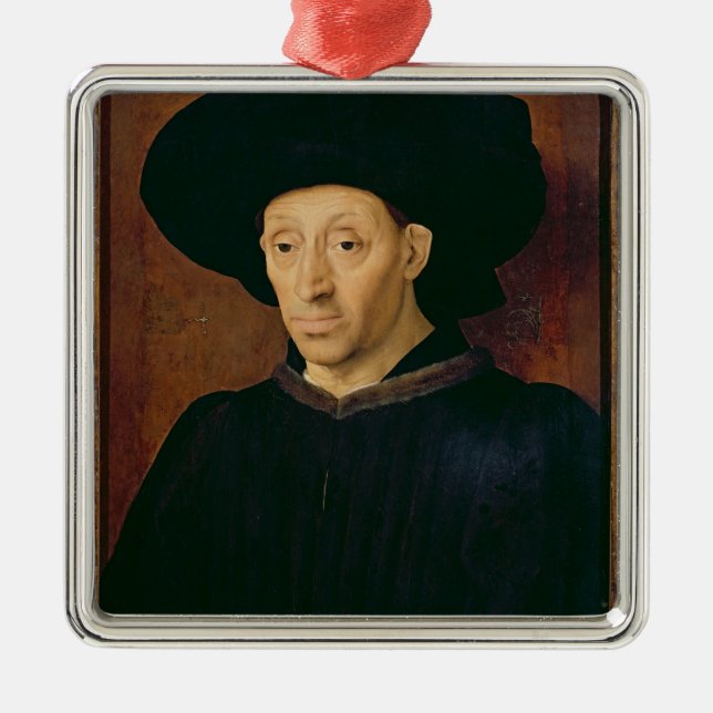 Man with a Glass of Wine Metal Ornament (Front)