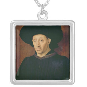 Man with a Glass of Wine Silver Plated Necklace