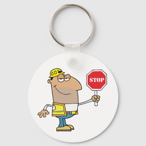 Man With A Stop Sign Keychain