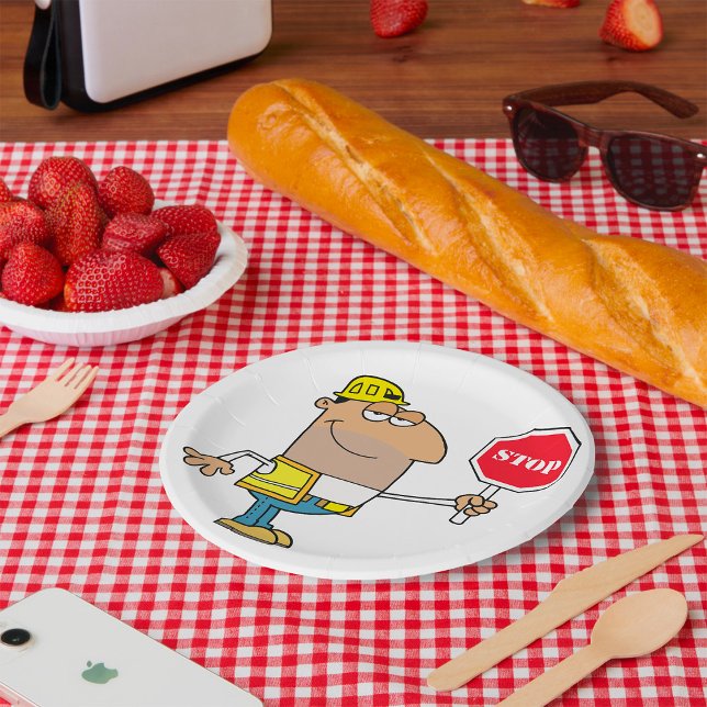 Man With A Stop Sign Paper Plates (Creator Uploaded)