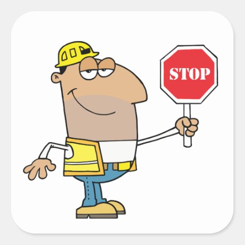 Man With A Stop Sign Square Sticker