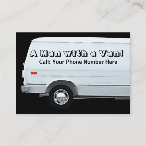 Customizable Man with a van business / profile cards business card