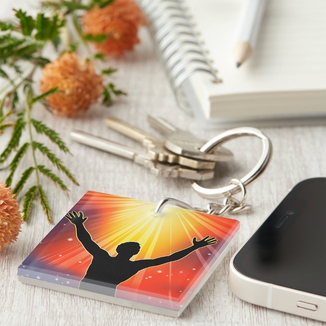 Man With Arms Raised Keychain (Creator Uploaded)