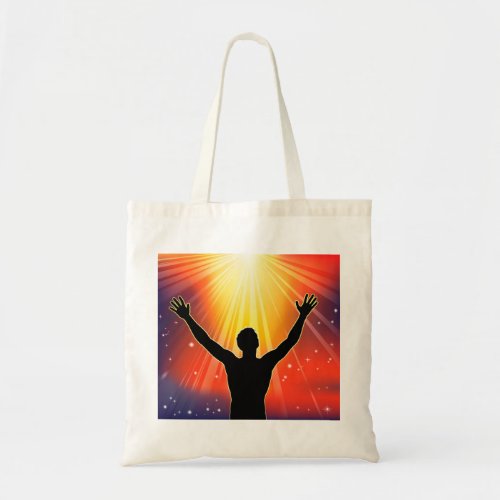 Man With Arms Raised Tote Bag