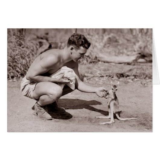 Man with Baby Kangaroo Cards (Front Horizontal)