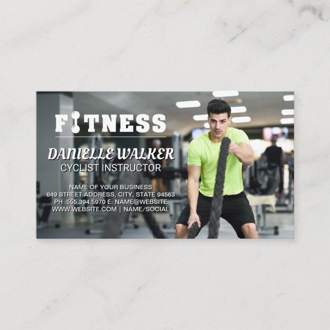 Man with Battle Ropes | Fitness Business Card (Front)