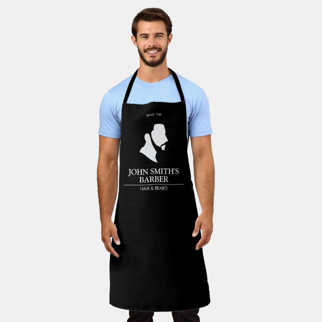Man With Beard Barber Logo Apron (Worn)