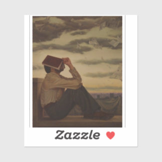 Man with Book at Sunset Sticker