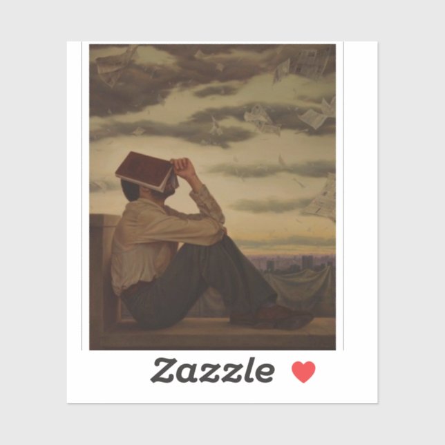 Man with Book at Sunset Sticker (Sheet)