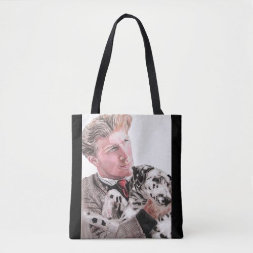 Man with Dalmatian Spotty Dog Cute Tote Bag