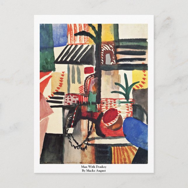 Man With Donkey By Macke August Postcard (Front)