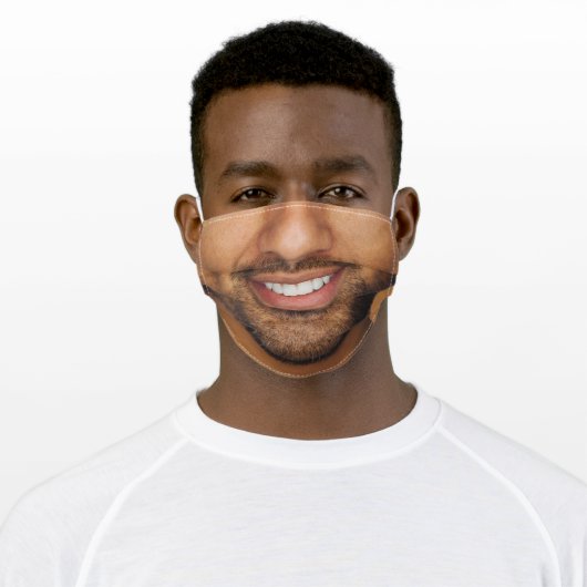 Man with Mustache and Beard White Teeth Funny Adult Cloth Face Mask (Worn)
