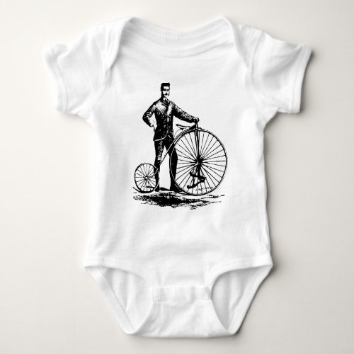 Man with Penny Farthing _ Black Baby Bodysuit