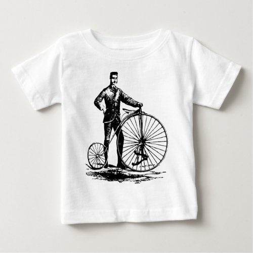 Man with Penny Farthing _ Black Baby T_Shirt