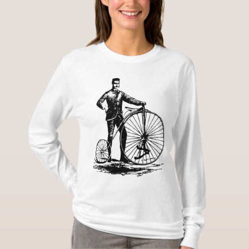 Man with Penny Farthing _ Black T_Shirt