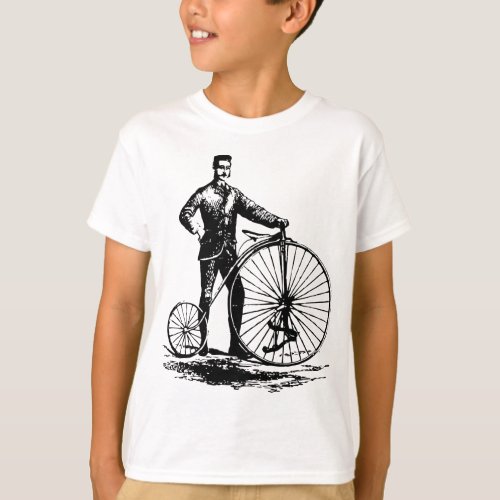 Man with Penny Farthing _ Black T_Shirt