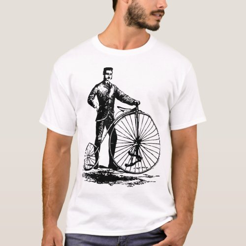 Man with Penny Farthing _ Black T_Shirt