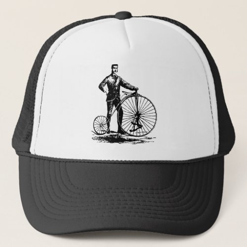 Man with Penny Farthing _ Black Trucker Hat