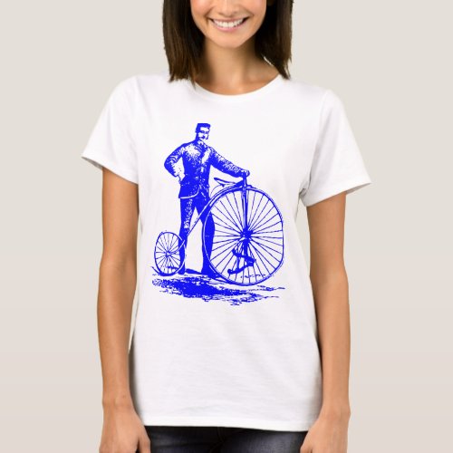 Man with Penny Farthing _ Blue T_Shirt