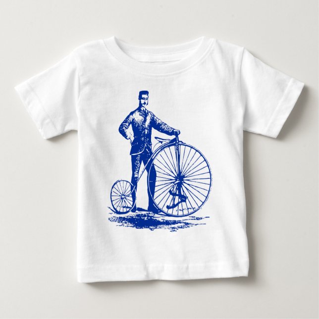 Man with Penny Farthing - Navy Baby T-Shirt (Front)