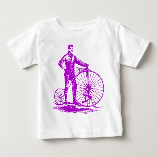 Man with Penny Farthing _ Purple Baby T_Shirt