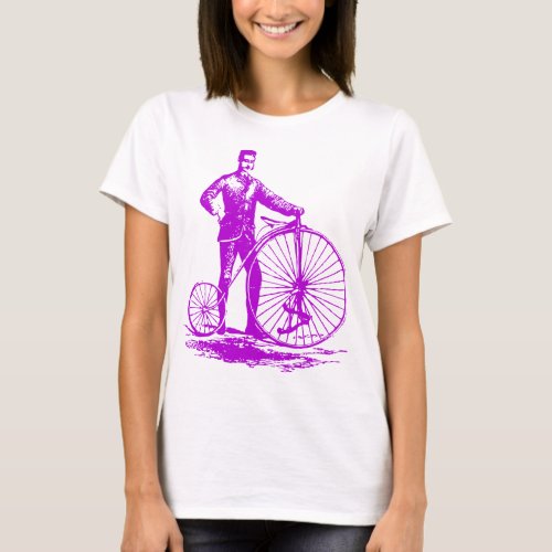 Man with Penny Farthing _ Purple T_Shirt