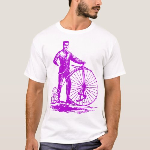 Man with Penny Farthing _ Purple T_Shirt