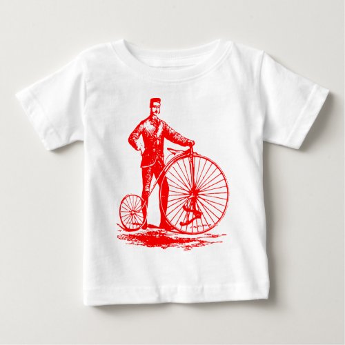 Man with Penny Farthing _ Red Baby T_Shirt