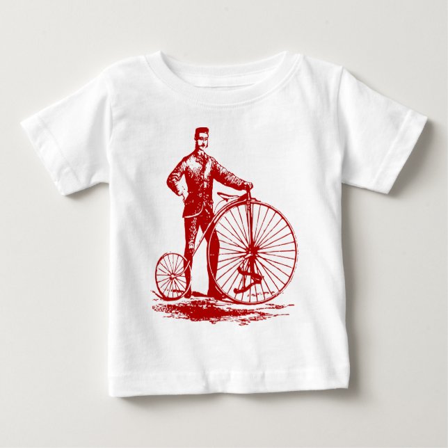 Man with Penny Farthing - Ruby Red Baby T-Shirt (Front)