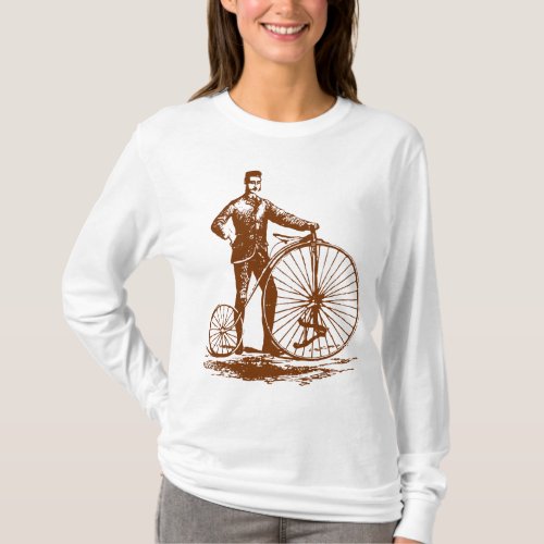 Man with Penny Farthing _ Walnut Brown T_Shirt