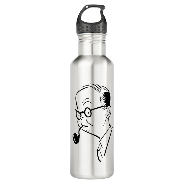 Man with pipe stainless steel water bottle (Front)
