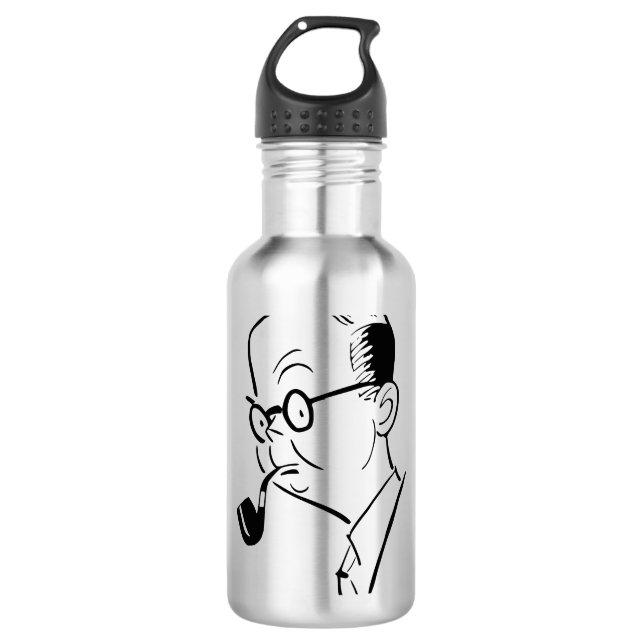 Man with pipe stainless steel water bottle (Front)
