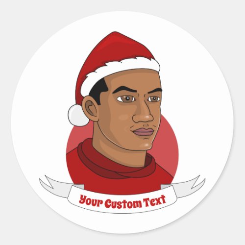 Man with Santa Claus hat cartoon Classic Round Sticker
